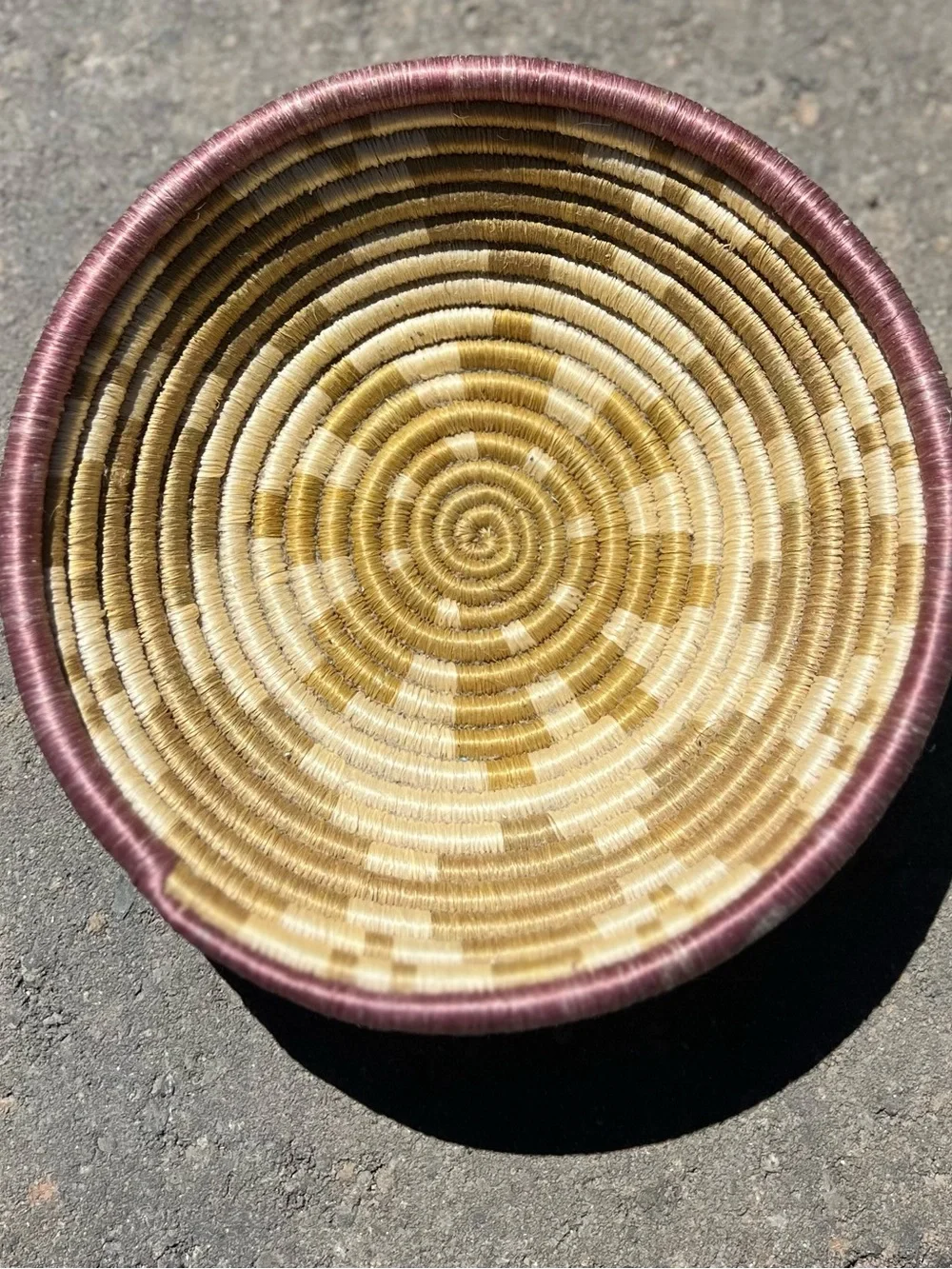 Handwoven African Wall Basket Coiled Sisal & Sweetgrass Bowl 7